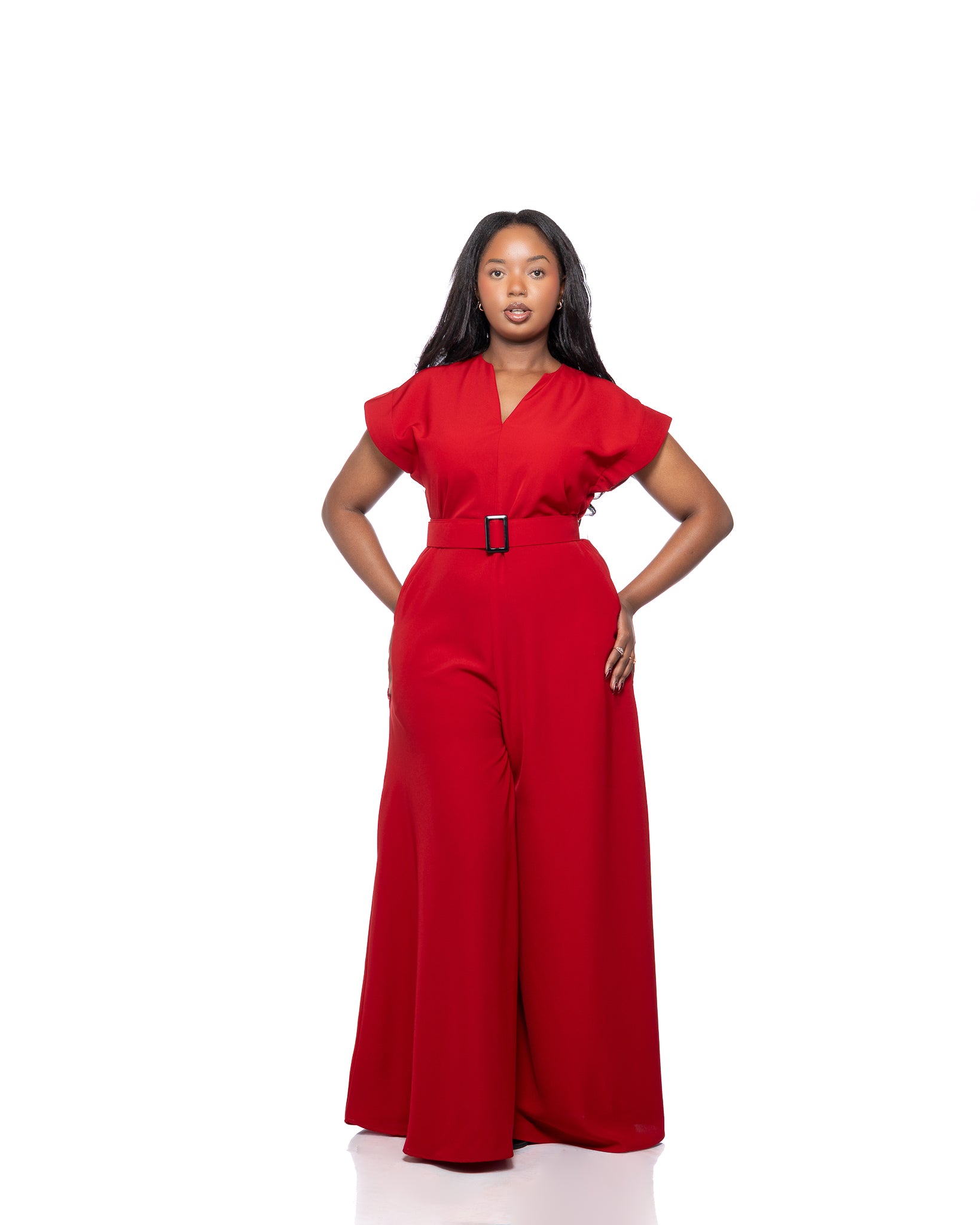 Moderne Palazzo Jumpsuit In Burgundy